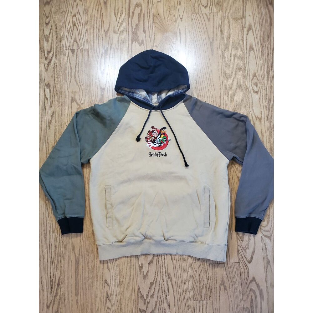 Looney Tunes x Teddy Fresh Mens XL Muted Color Blocked Hoodie Street 90s VGUC